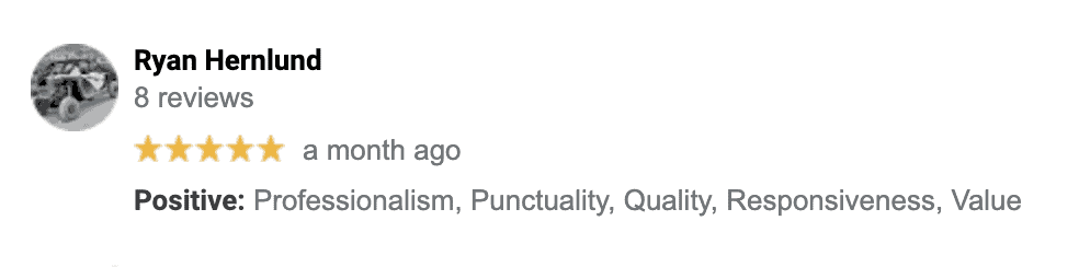Customer Review from Yelp website